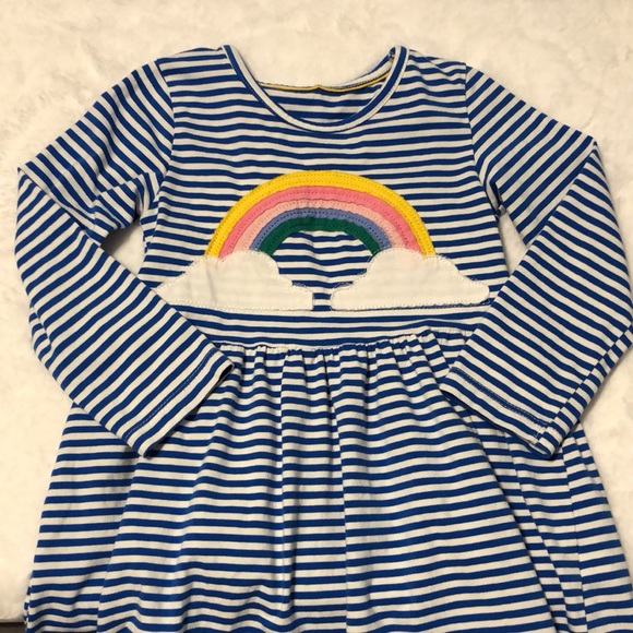 Long Sleeve Striped Appliqué Cotton Shirt Dress with Rainbow 🌈 - Picture 11 of 14